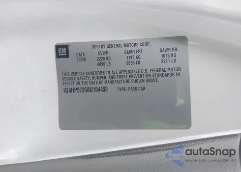 2008 Buick Lucerne Cx z USA, uszkodzony, nr VIN 1G4HP57268U184458